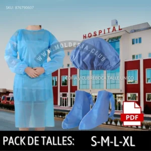 Patrón de Costura Bata Camisolin Cofia Cubrebota Calzado Descartable