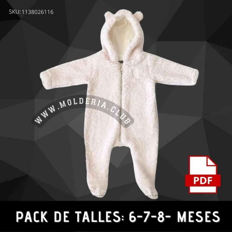 Patrón de Costura Enterito Body Osito de Bebe