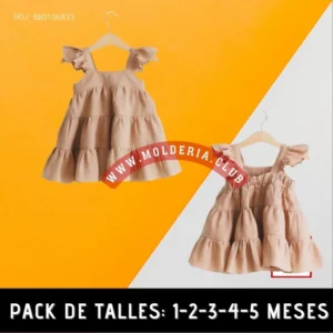 Patrón de Costura Vestido Beba Triple Volado