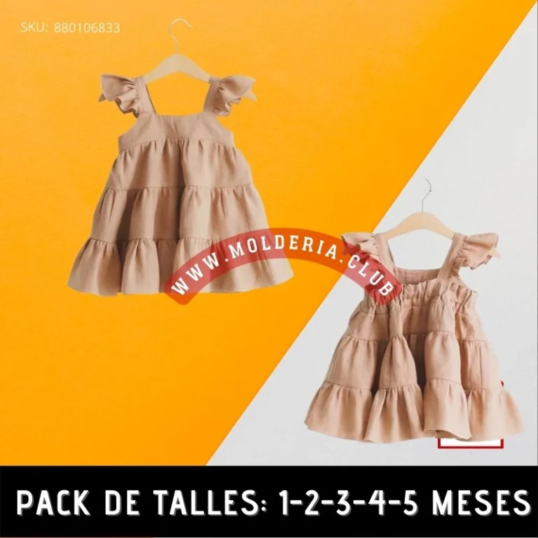 Patrón de Costura Vestido Beba Triple Volado