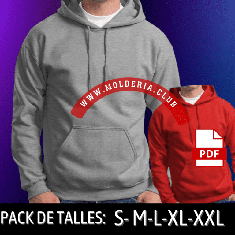 Patrón Hoodie Buzo Canguro con Capucha Hombre