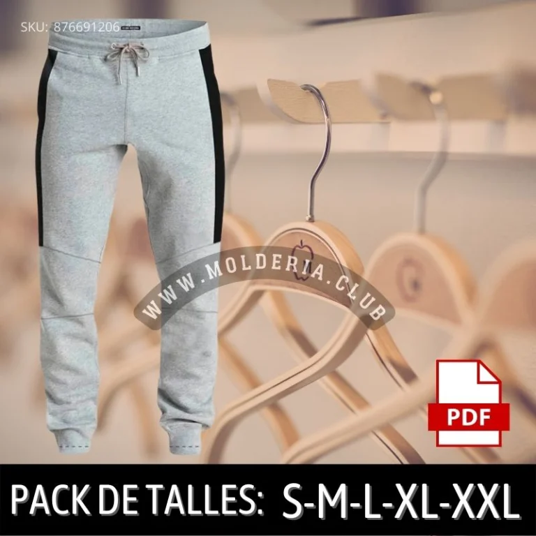 Patrón de Costura Jogger Con Recortes Bolsillos al costado