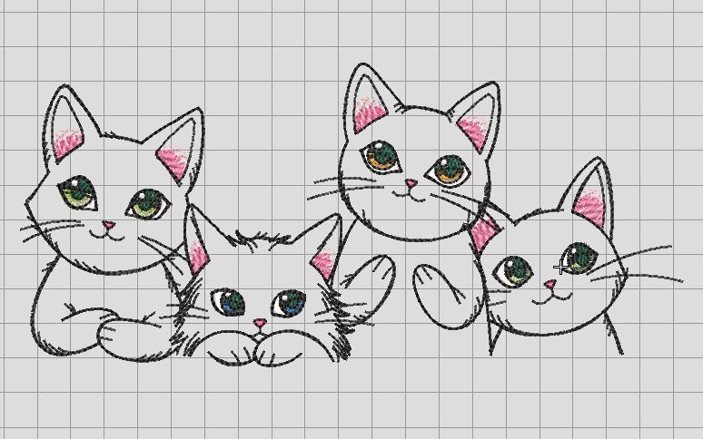 Bordado 4 gatitos